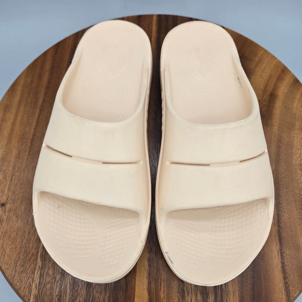 Oofos Ooahh Sandals Women's 10 Cream Slip On Comfort Sport Recovery Slides Shoes - Picture 5 of 7